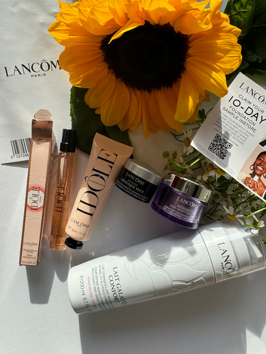 Set Lancome 
-Lancome Idole EDP 10 ml
-Lancome Idole La creme Main 30 ml
-Lancome Comfort Makeup Remover Milk 200 ml 
-Lancome Renergie H.P.N 300 Peptide Crem 15 ml
-Lancome Advanced Genefique Yeux