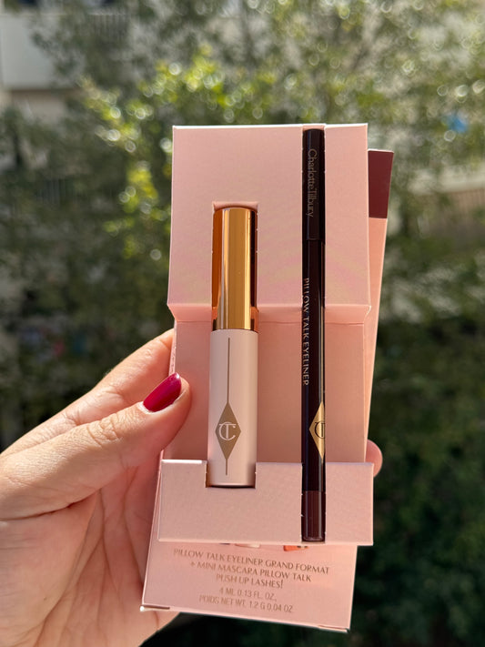Charlotte Tilbury
Pillow Talk Dreamy Eye Duo
-Mini Size Pillow Talk Push Up Lashes Mascara
-Full Size Pillow Talk Eyeliner