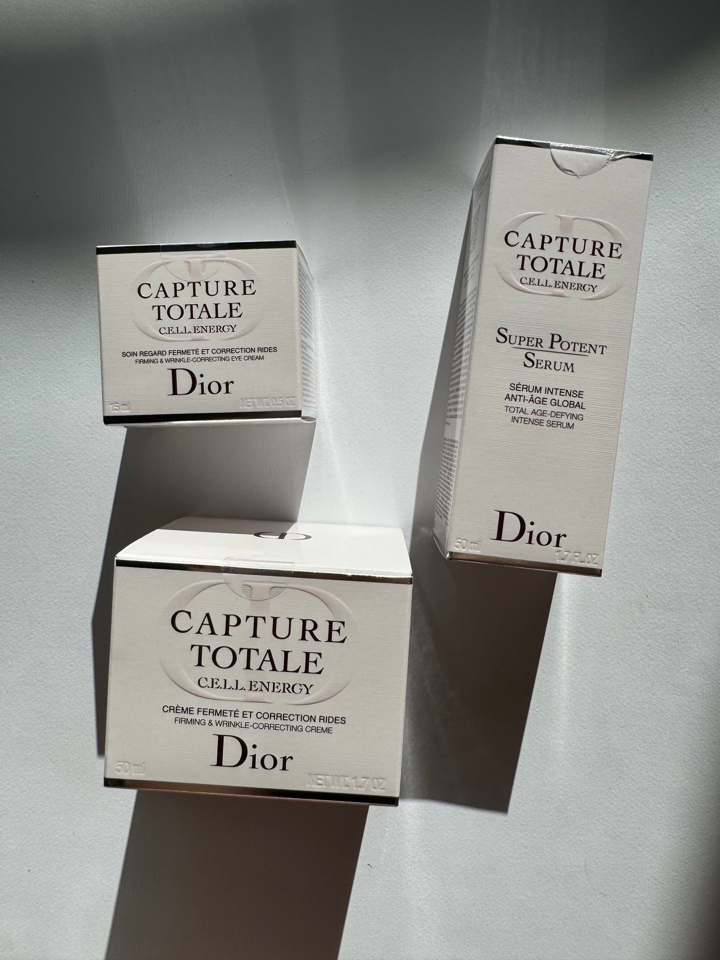 Dior Capture Totale C.E.L.L. Energy 
Total Age-Defying Intense Ritual
-Super Potent Serum 50 ml
-Firming & Wrinkle-Correcting Eye Cream 15 ml
-Firming & Wrinkle-Correcting Creme 50 ml