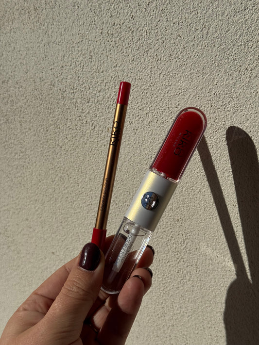 Kiko Set
Lip liner shade 13 Pearly Tulip Red
Liquid Lipstick Shade 107 Cherry Red
Pa Kuti