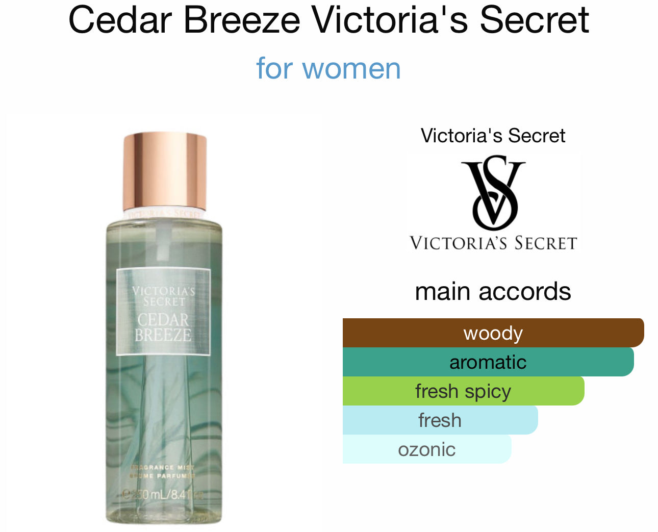 Victoria’s Secret 
Cedar Breeze 
Fragrance Mist