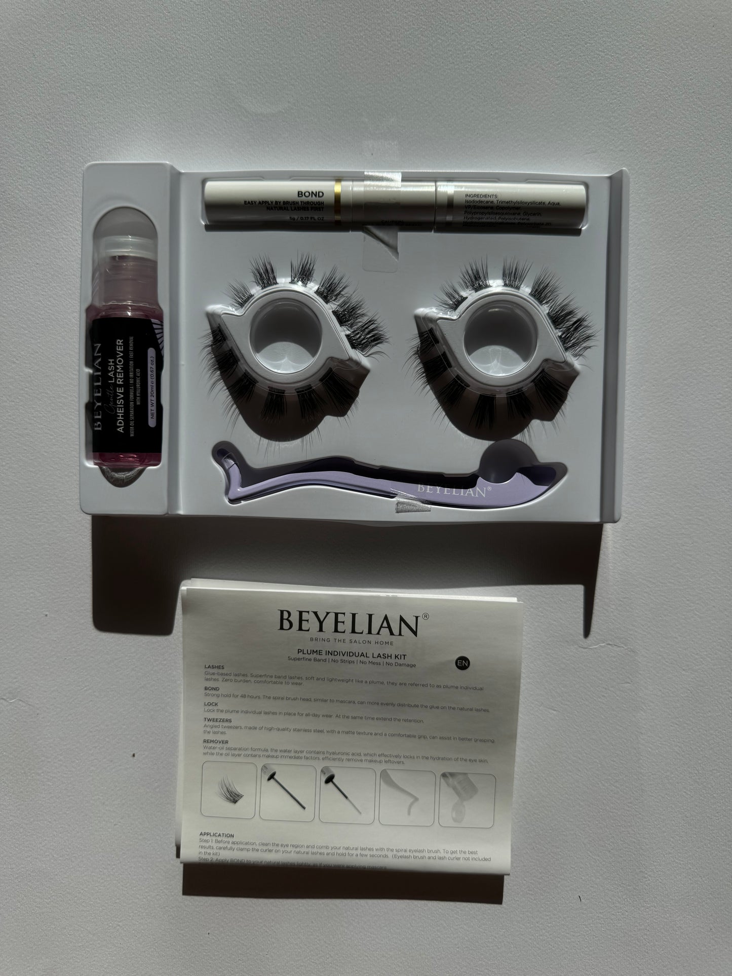 Beyelian
Plume Individual Lash Kit
Seti permban:
-Qerpike
-Bond
-Remover
-Tweezers