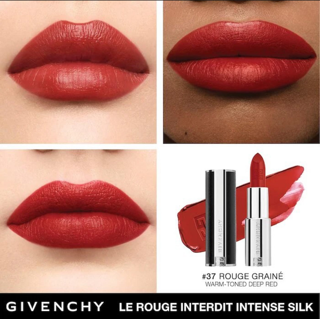 Givenchy
Mini Le Rouge Interdit Intense Silk Limited Edition Lip Set
Shade 333 L’Interdit
306 Carmin Escarpin
37 Rouge Graine
27 Rouge Infuse